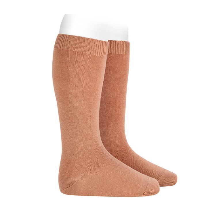 Calcetín alto punto liso nougat - Imagen 1