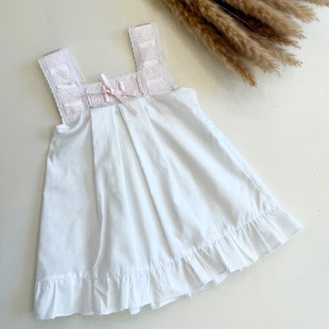 Camisón entredós rosa