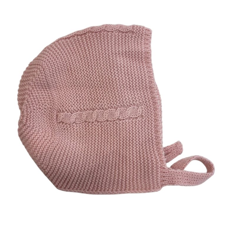 Capota trenza rosa Talla 3 Meses - Imagen 1