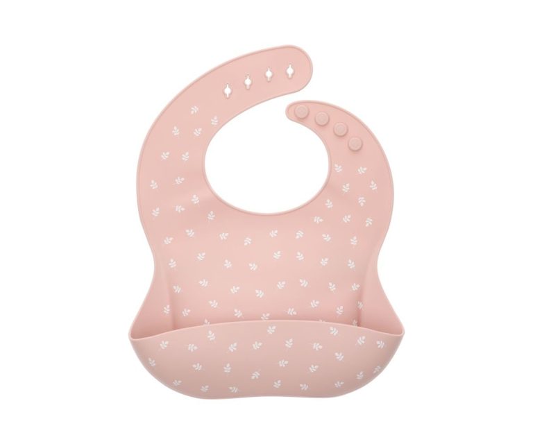 Babero Silicona Leaves Pink - Imagen 1