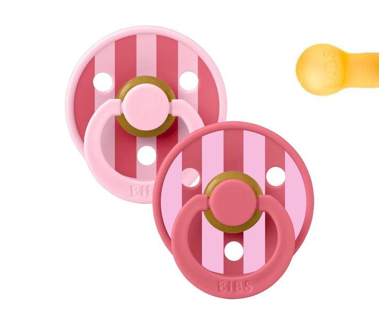 2 Chupetes BIBS Studio Colour Round Block Baby Pink Coral Mix - Imagen 1