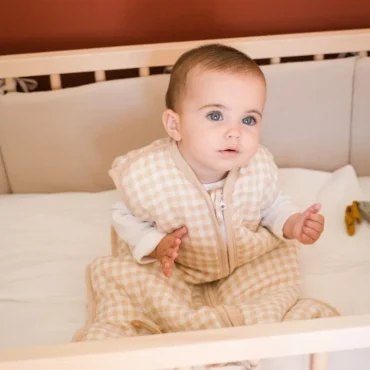 Saco de dormir bebé - Muselina de bambú - Vichy Sand - TOG 1
