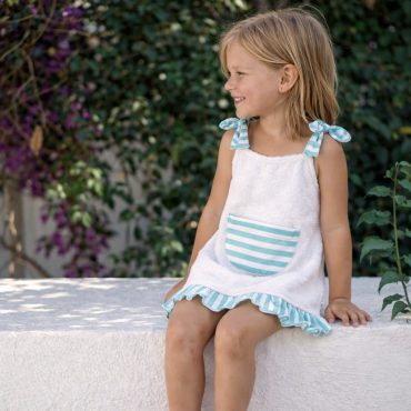 Vestido rizo rayas menta