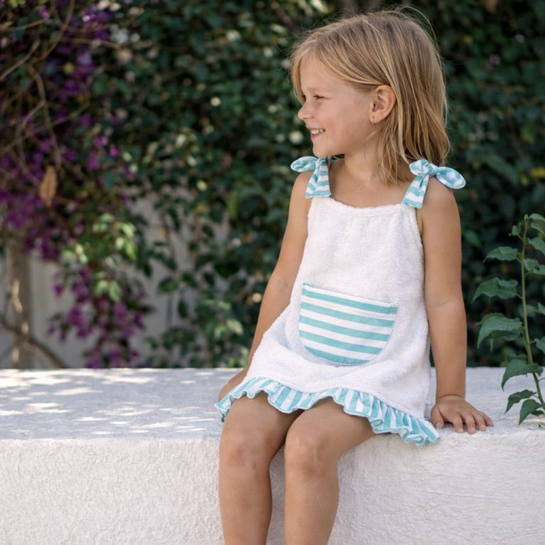 Vestido rizo rayas menta - Imagen 1