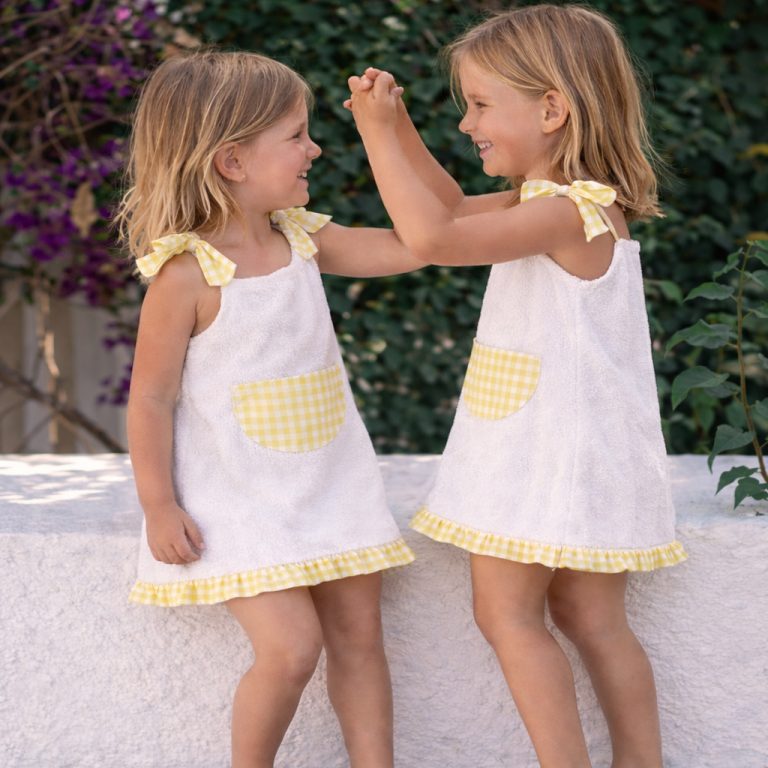 Vestido rizo vichy amarillo - Imagen 1