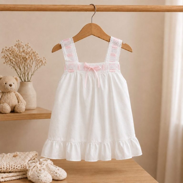 Camisón entredós rosa - Imagen 1