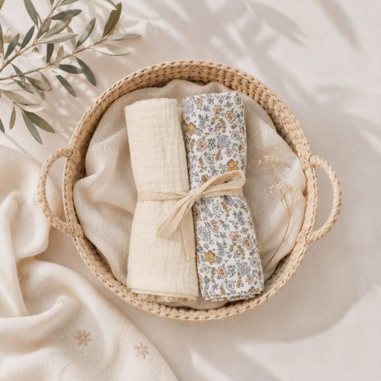 Pack gasitas flores beige/crudo - Imagen 1