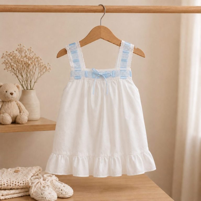 Camisón entredós celeste - Imagen 1