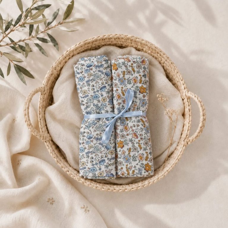 Pack gasitas Florecillas azules/Florecillas beige - Imagen 1