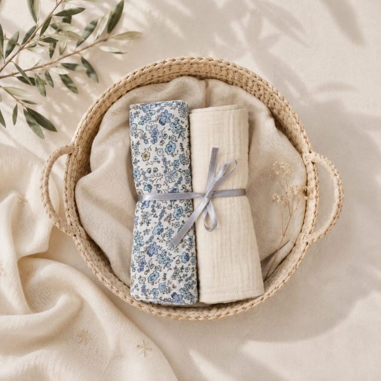 Pack gasitas Florecillas azules/Crudo - Imagen 1