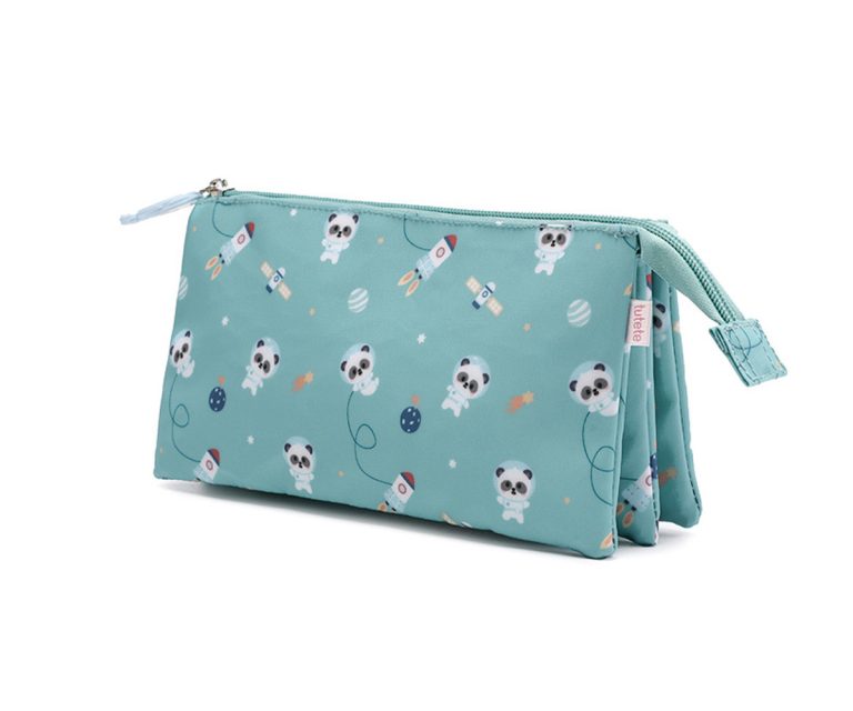 Estuche 3 Compartimentos Pandas in Space Personalizable - Imagen 1