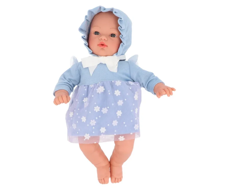 Muñeco Helena Con Vestido Flores Azul - Imagen 1